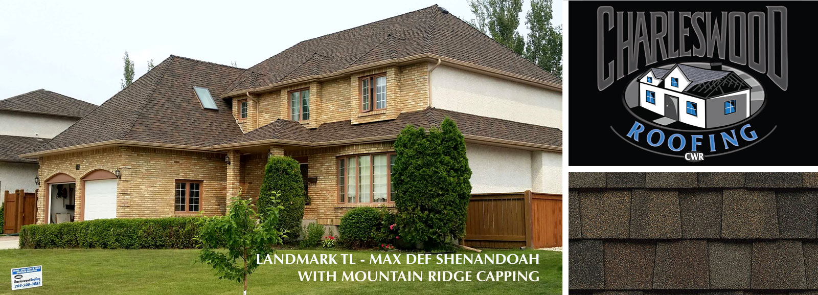 Completed residential roof with Landmark TL Max Def Shenandoah shingles and mountain ridge capping in Winnipeg