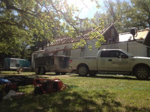 Grosse Isle project roof work in progress